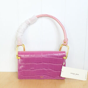 Apede Mod Pink Ombre Croc Embossed Shoulder Bag with Gold Hardware NWT